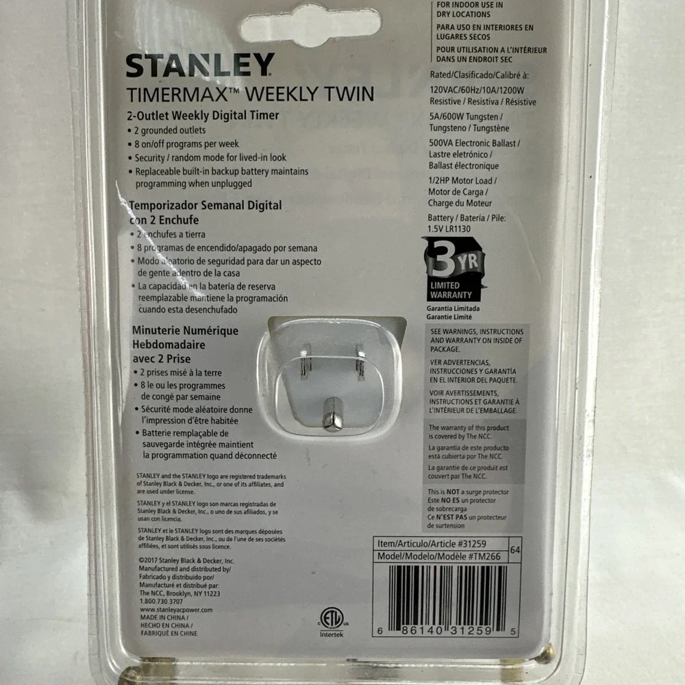 Stanley Timermax Programable Digital Indoor Weekly Timer NEW